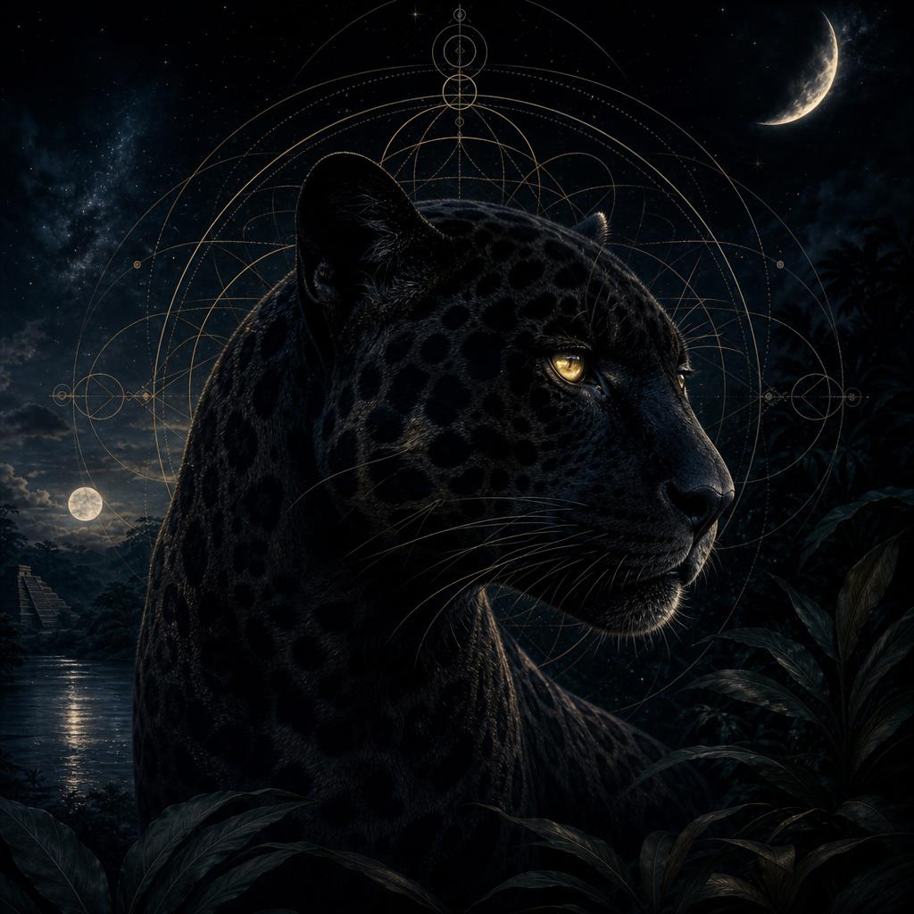 Jaguar noir dans la nuit, symbole de clarté et de souveraineté au cœur du passage initiatique